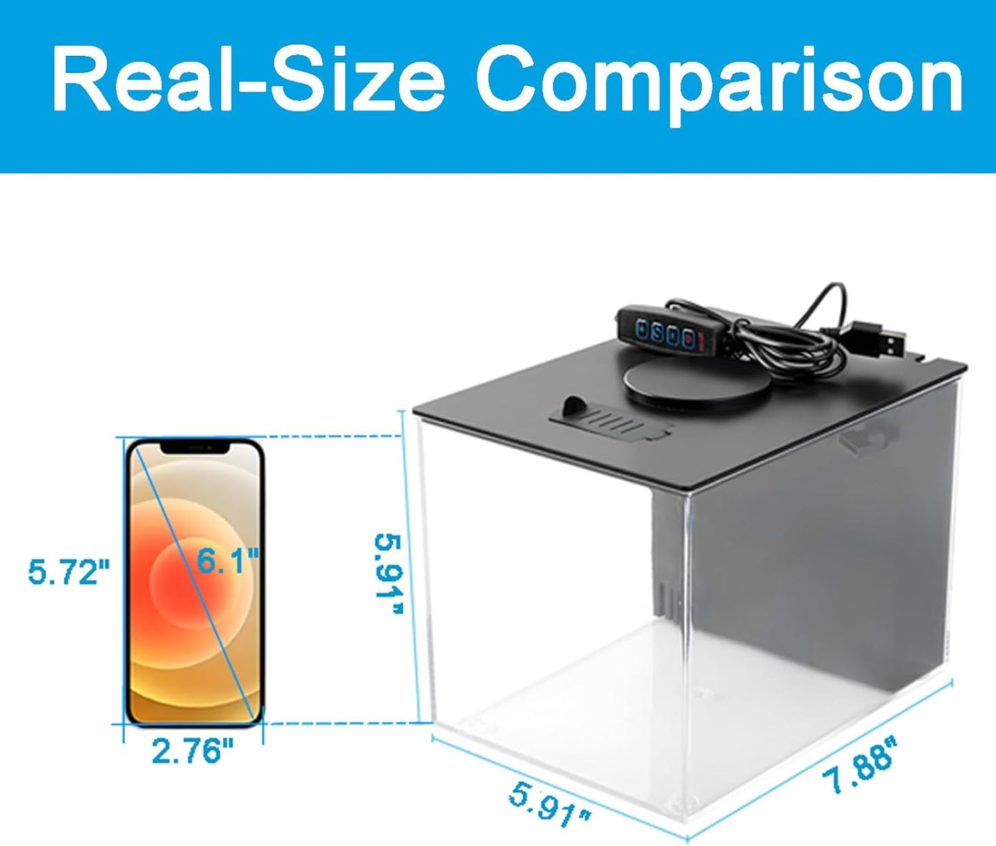 AQUANEAT Fish Tank, 1 Gallon Betta Fish Tank, Small Aquarium Kit with LED Light and Water Filter Pump