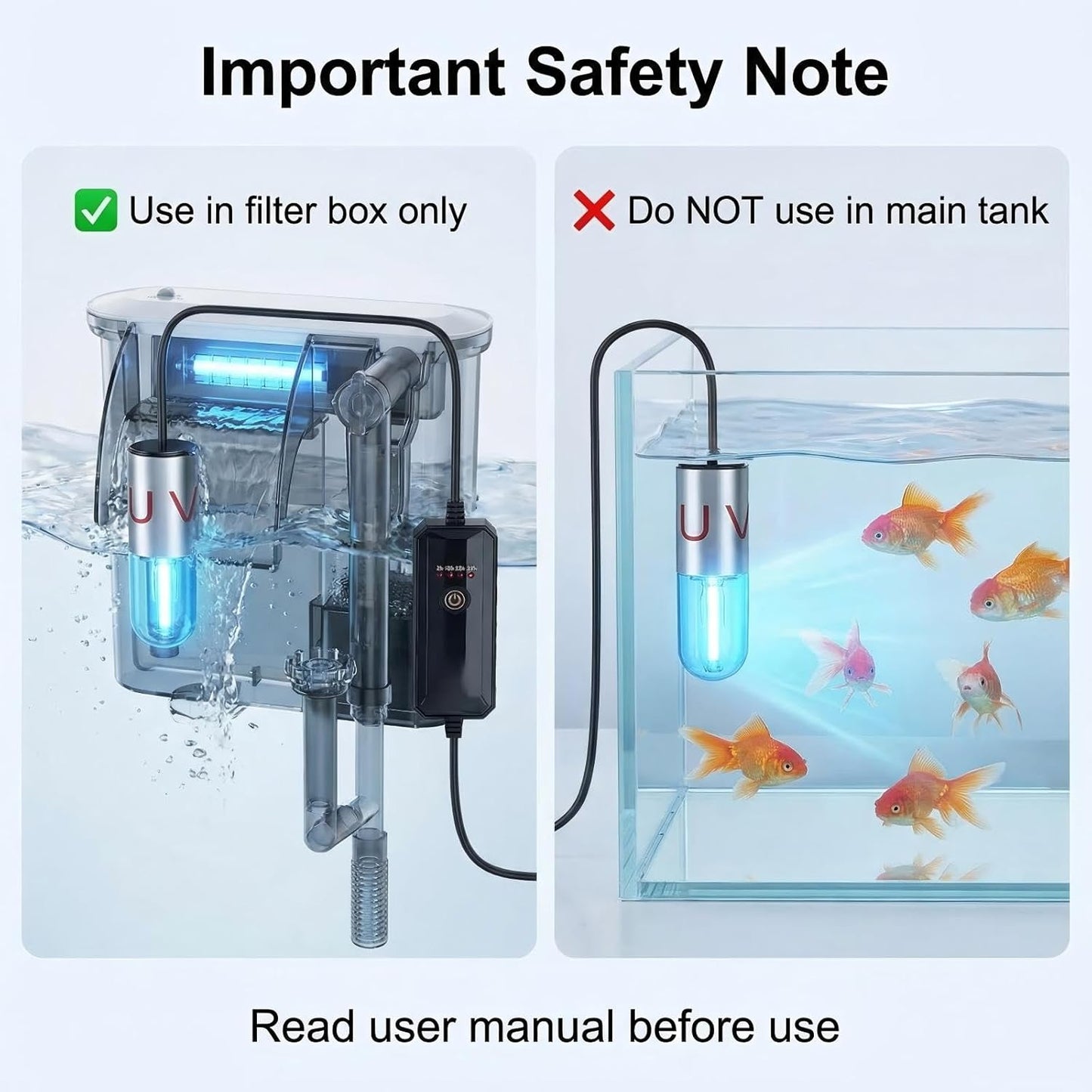 Aquarium UVC Clean Light Algae Clear Green Bloom Clean Fish Tank UVC Water Clean LAMP for Sump Pond Filter Tank (3W with Timer)