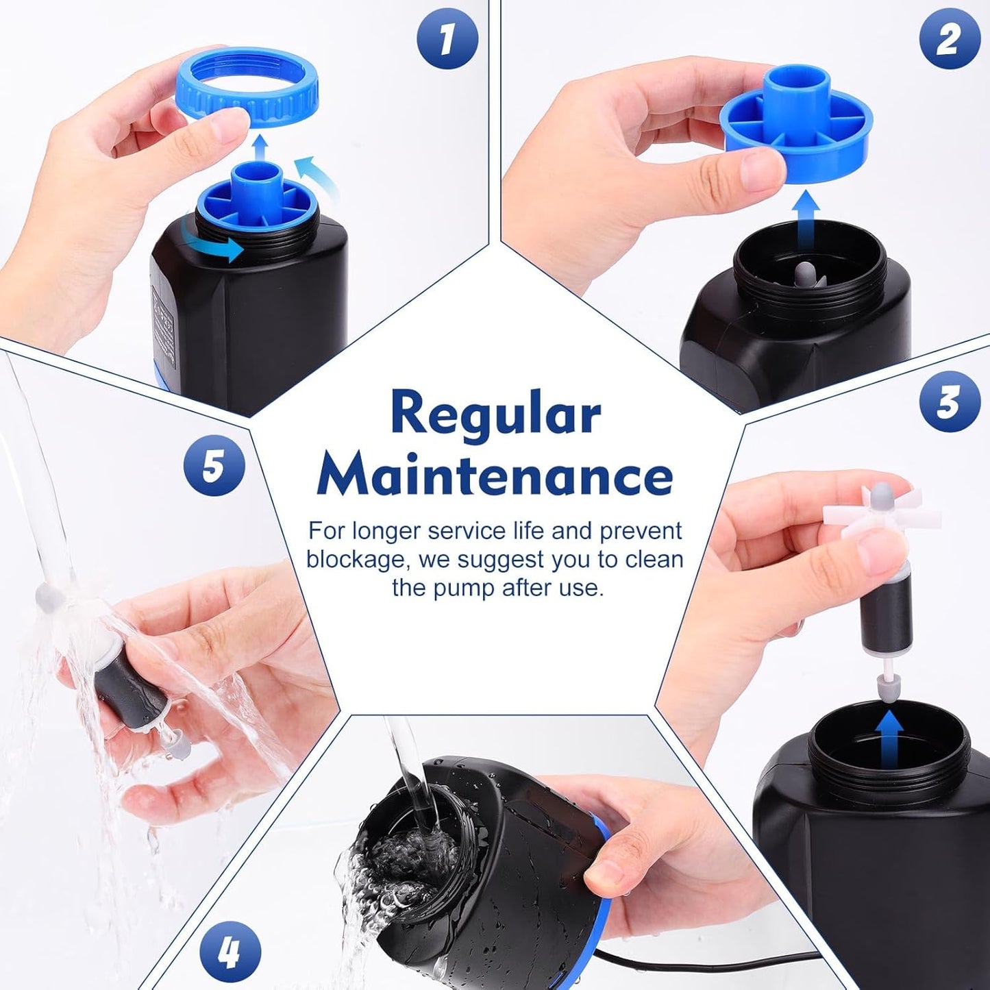 AQQA DC 36W Electric Aquarium Vacuum Gravel Cleaner 6 - in - 1 Multifunctional Fish Tank Cleaning Kit for Remove Dirt, Change Water, Wash Sand, Turtle Water Shower, Water Circulation with Adjustable Power - Buy The Sea Aquatics