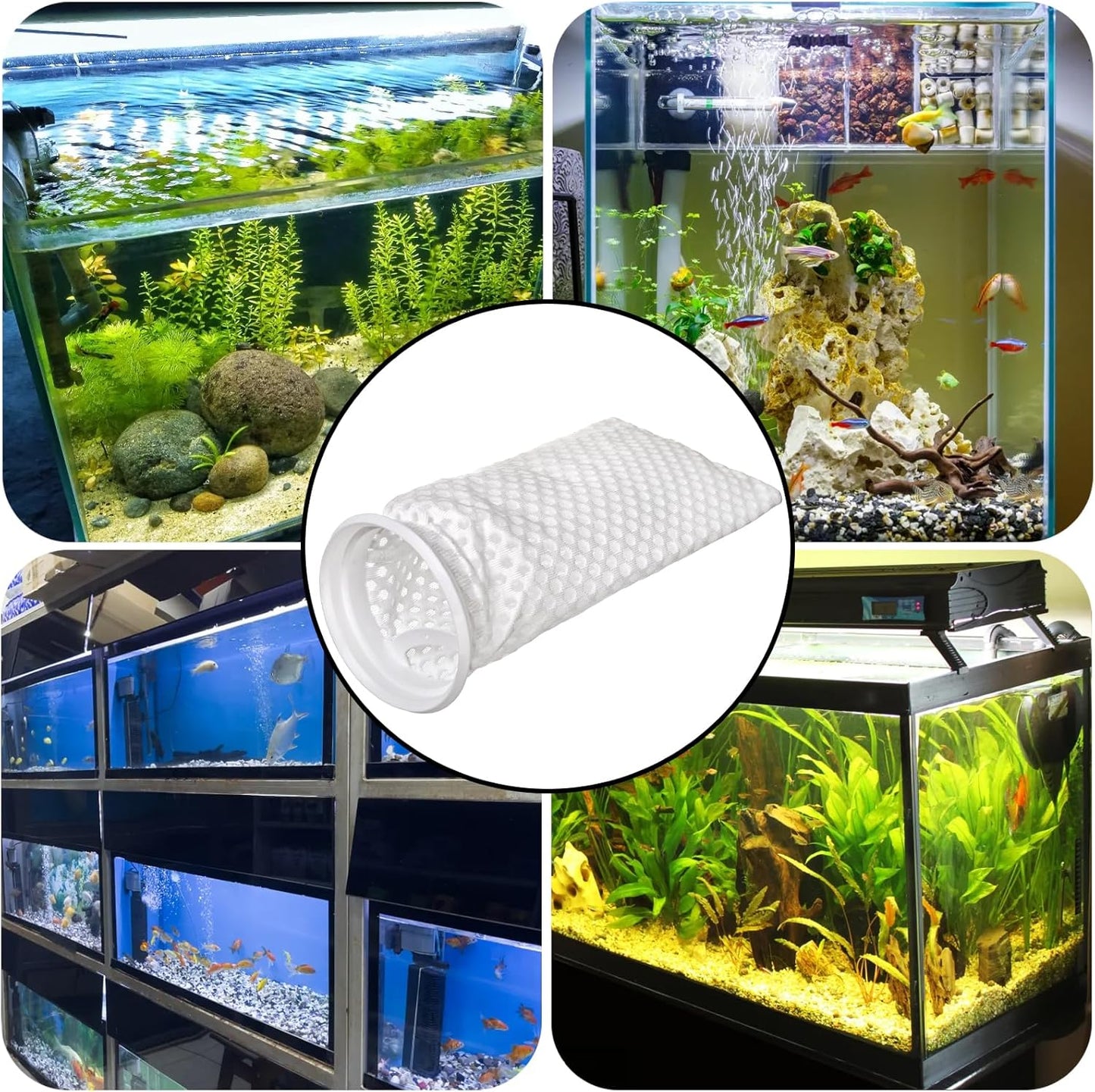 TOPZEA 10 Pack 4 Inch Ring Filter Socks 150 Micron, 3D Honeycomb Aquarium Filter Bag for Saltwater Freshwater Fish Tank, Ponds, Use in Sumps/Overflows, Aquarium Filter Accessory, 9.8 Inch Long - Buy The Sea Aquatics