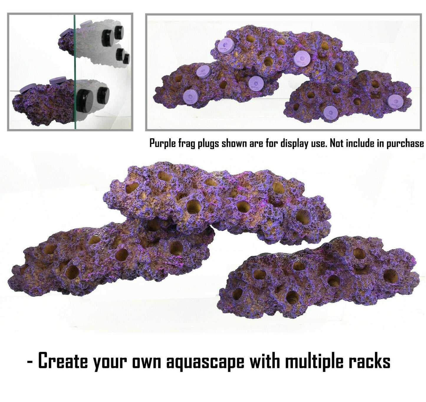 Magnetic Reef Coral Frag Rack Floating Rock Strong Magnets Strong N52 Magnets for 1/2" Glass (Coralline Purple) - Buy The Sea Aquatics