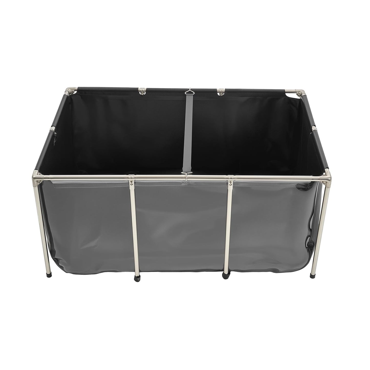 VEVOR Canvas Fish Pond, 470 Gal Above Ground Fish Pond, PVC Koi Tank with Clear Viewing Panel, Rectangular Goldfish Tank with Stainless Steel Frame & Drain Valve, for Breeding Koi, Irrigation(Black)