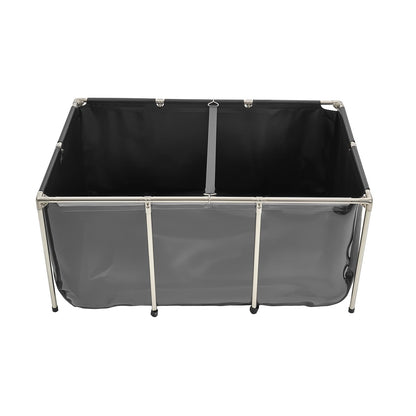 VEVOR Canvas Fish Pond, 470 Gal Above Ground Fish Pond, PVC Koi Tank with Clear Viewing Panel, Rectangular Goldfish Tank with Stainless Steel Frame & Drain Valve, for Breeding Koi, Irrigation(Black)