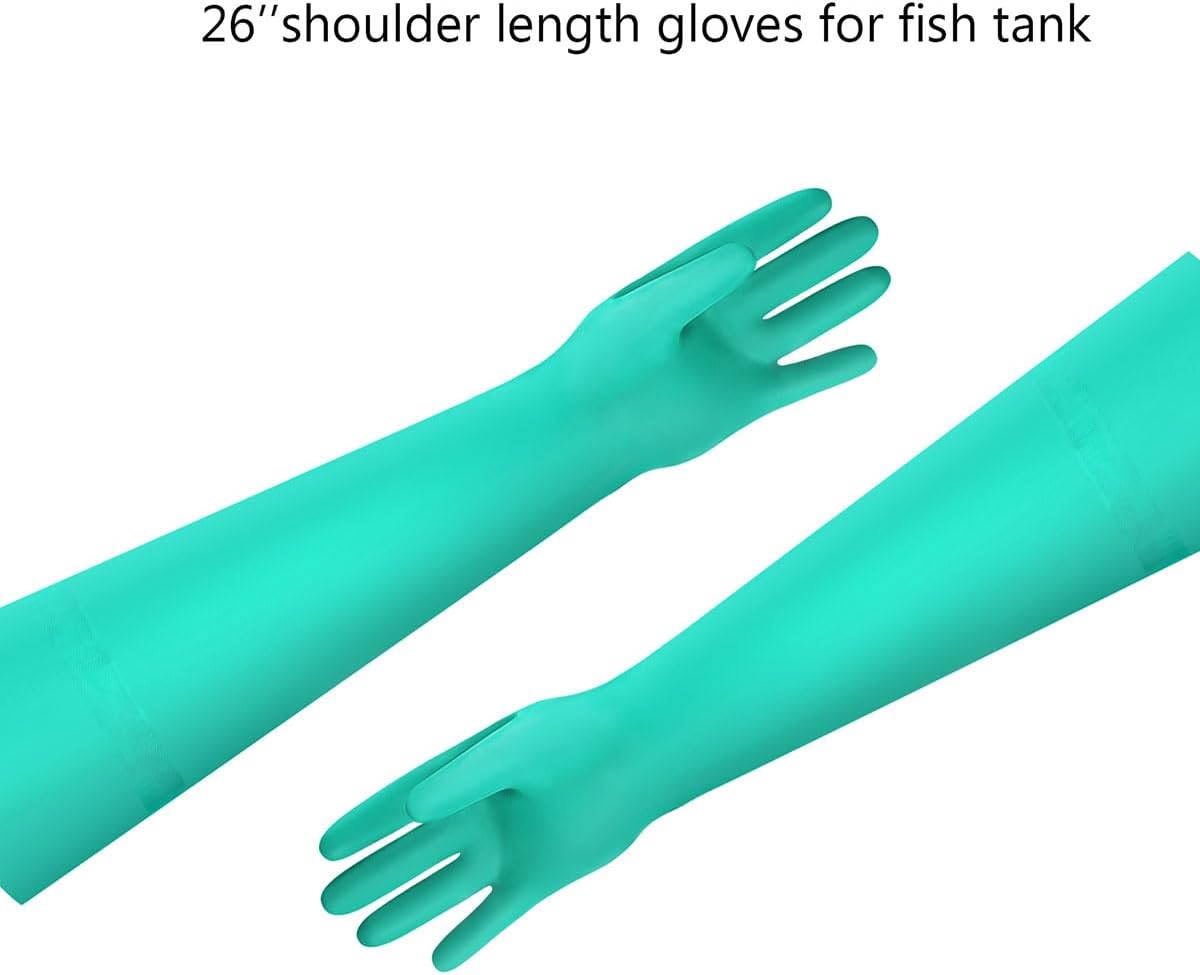 Aquarium Gloves for Fish Tank Maintenance,Shoulder Length Waterproof Long Rubber Hands Protector for Fish Aquarium Water Change Cleaner Dog Cat Bath and Kitchen,Large - Buy The Sea Aquatics