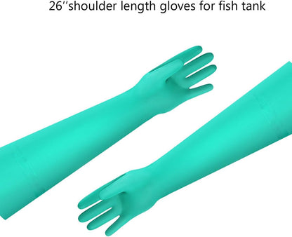 Aquarium Gloves for Fish Tank Maintenance,Shoulder Length Waterproof Long Rubber Hands Protector for Fish Aquarium Water Change Cleaner Dog Cat Bath and Kitchen,Large - Buy The Sea Aquatics
