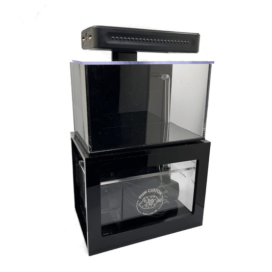 40 oz (Black) Micro Reef Ready Aquarium | Small Desktop Saltwater Fish Tank with LED Light, Sump, Pump | Freshwater & Saltwater