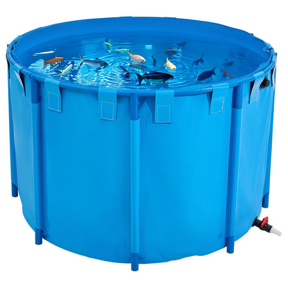 VEVOR Canvas Fish Pond, 470 Gal Above Ground Fish Pond, PVC Koi Tank with Clear Viewing Panel, Rectangular Goldfish Tank with Stainless Steel Frame & Drain Valve, for Breeding Koi, Irrigation(Black)