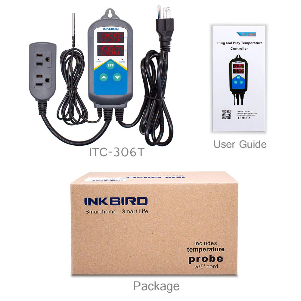 Inkbird Aquarium Heater with Probe Thermostat Fish Ornamental Shrimp Reef Tanks 24 Hours Double Time with Day Night Automatic Temperature Controller