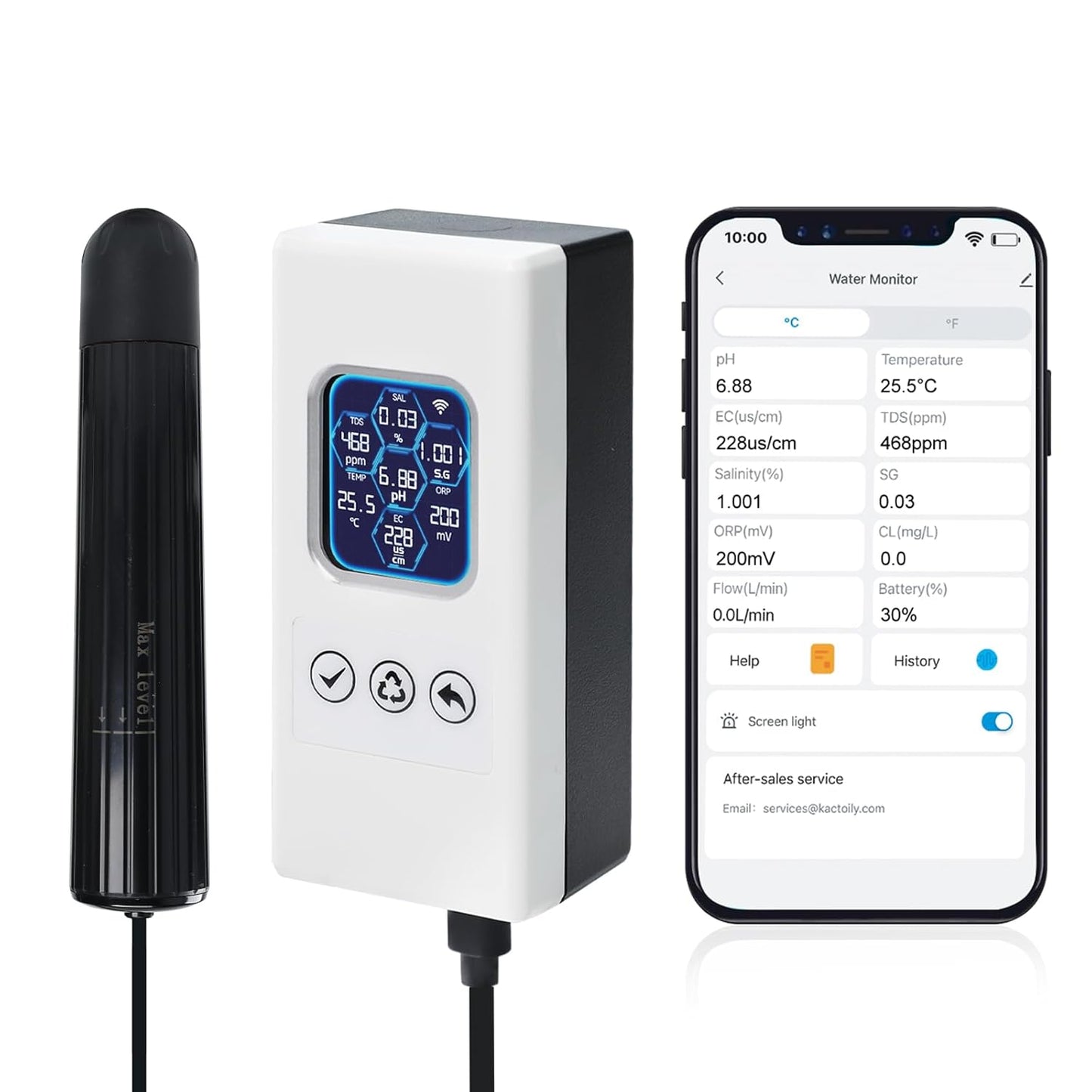 7 in 1 Smart Water Quality Tester, Wireless WiFi Water Monitor Measures pH/ORP/TDS/EC/Salinity/SG/TEMP, Water Quality Meter with App Connection Real - Time Alerts for Aquarium, Saltwater Fish Tank, etc. - Buy The Sea Aquatics