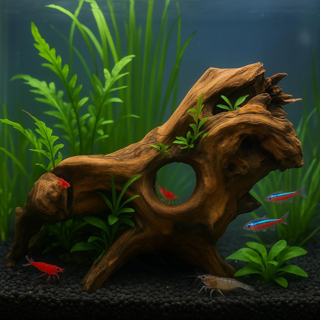 emours Porous Natural Driftwood for Aquarium, Aquascaping Driftwood with Holes, Hand-Selected Tunnels & Hideouts, Aquascaping Hardscape, Terrarium Reptile Décor, No Paint or Resin (12-16" (30-40 cm))