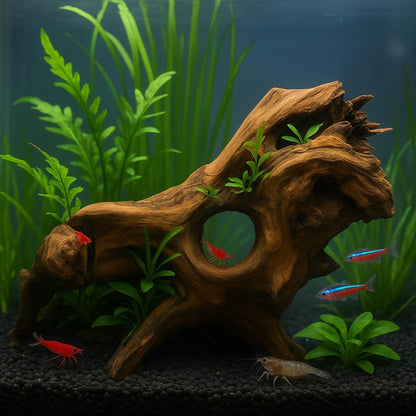emours Porous Natural Driftwood for Aquarium, Aquascaping Driftwood with Holes, Hand-Selected Tunnels & Hideouts, Aquascaping Hardscape, Terrarium Reptile Décor, No Paint or Resin (12-16" (30-40 cm))