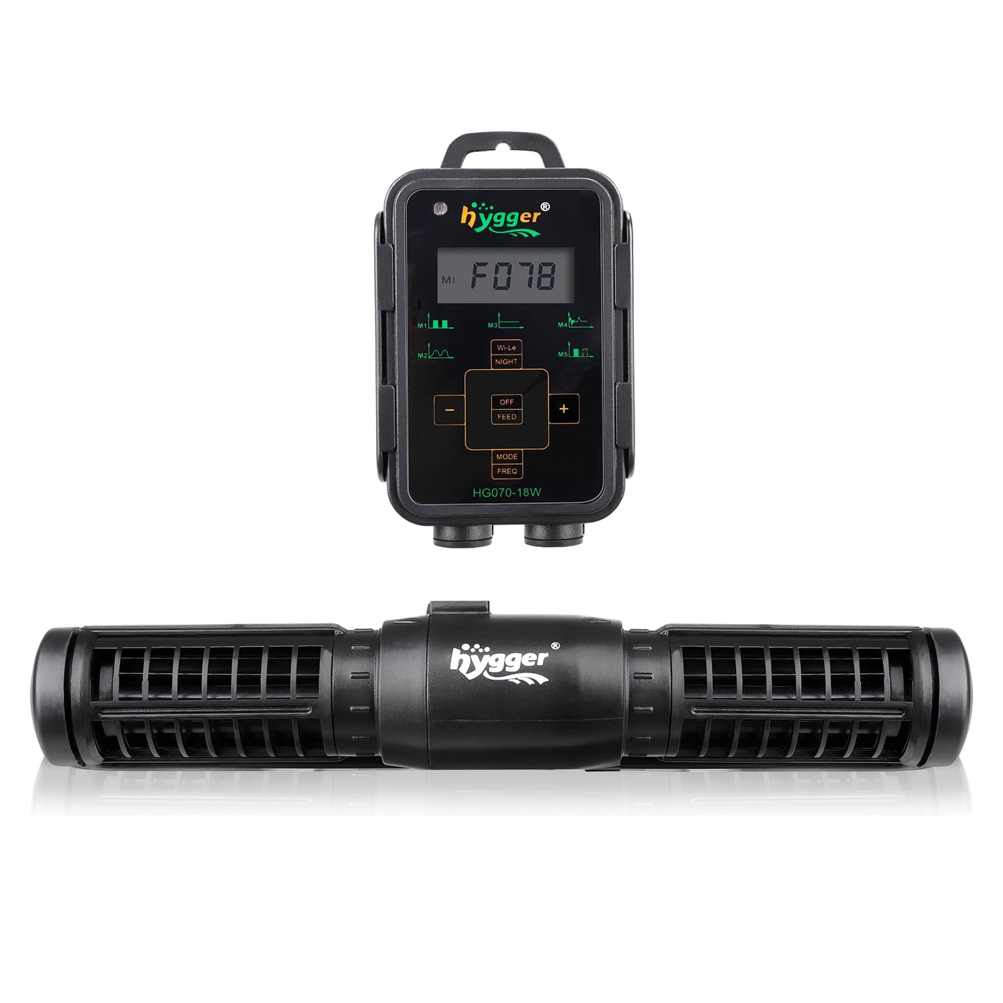 hygger Aquarium Wave Maker, Adjustable Cross Flow Pump with LED Display Controller, Magnetic DC 24V Aquarium Powerhead for Freshwater and Marine Reef Aquariums Up to 135 Gallon (18w)