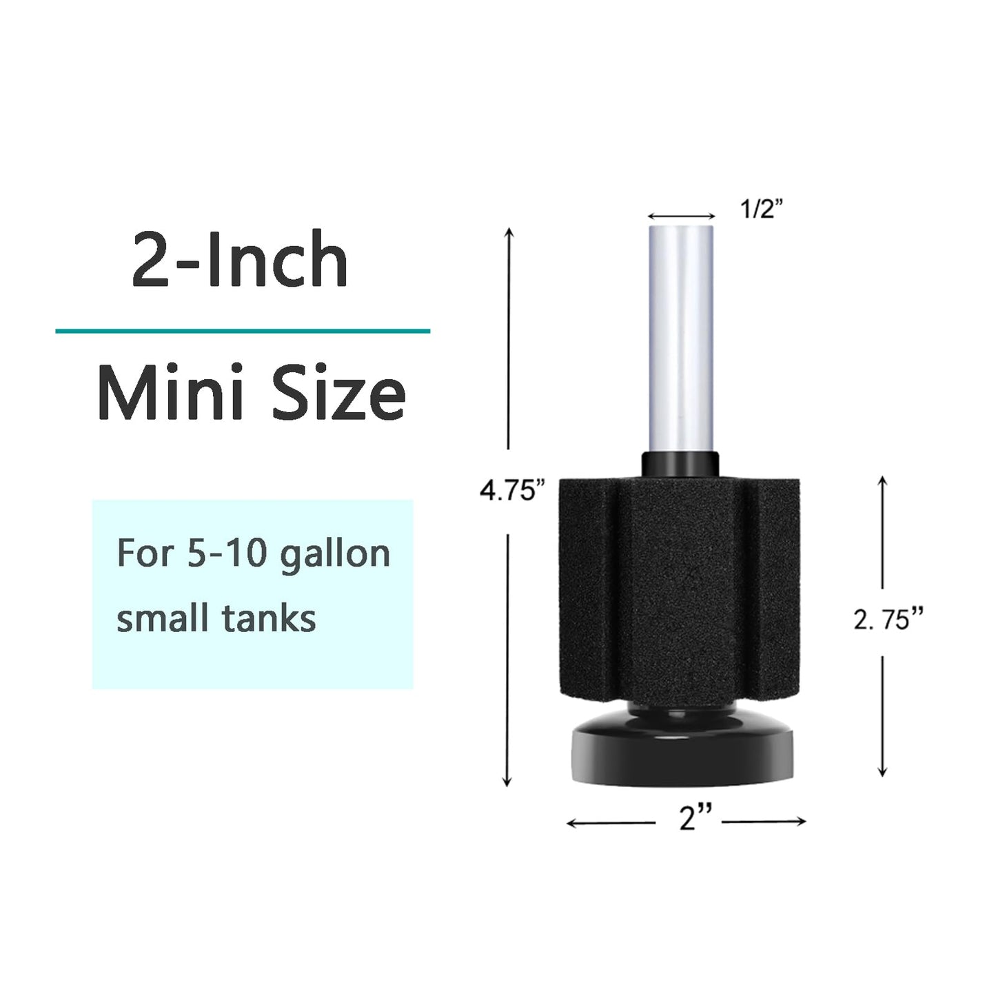 AQUANEAT Aquarium Sponge Filter Breeding Fry Betta Shrimp Nano Fish Tank 4pcs (Large up to 60Gal)