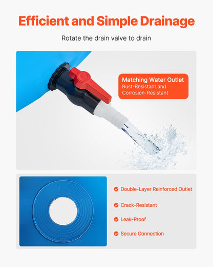 VEVOR Canvas Fish Pond, 470 Gal Above Ground Fish Pond, PVC Koi Tank with Clear Viewing Panel, Rectangular Goldfish Tank with Stainless Steel Frame & Drain Valve, for Breeding Koi, Irrigation(Black)
