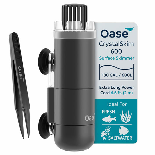 OASE CrystalSkim 350 Surface Skimmer for Freshwater and Marine Aquariums – Compact Internal Filter for Film Oil and Debris Removal, Quiet, Adjustable Flow, Shrimp-Safe, for Tanks up to 92 Gal / 350 L
