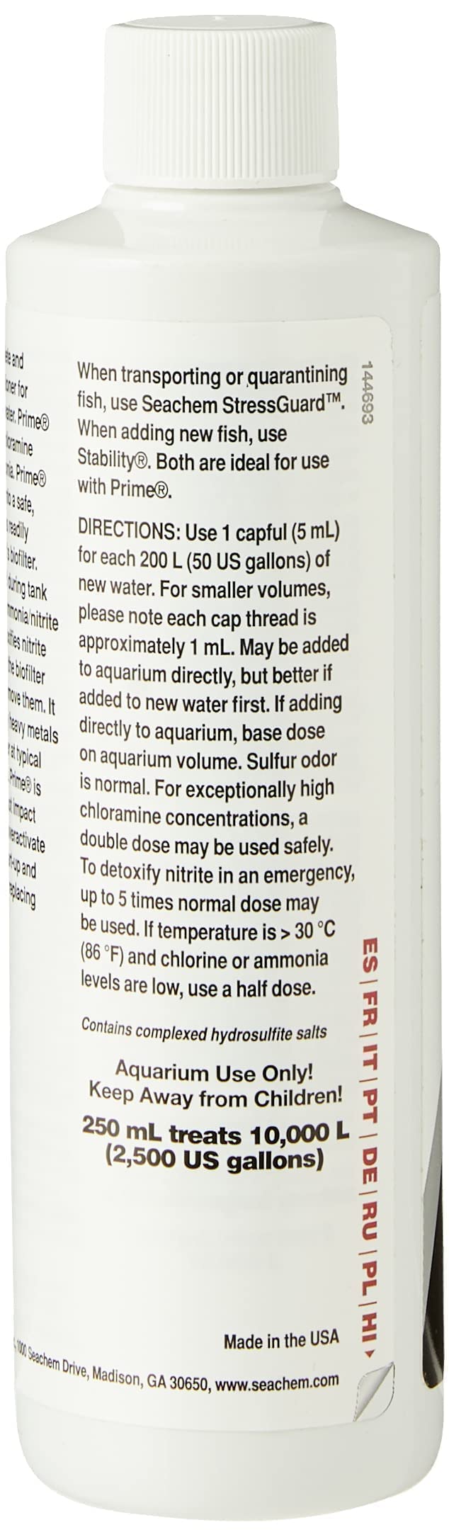 Seachem Prime Fresh and Saltwater Conditioner - Chemical Remover and Detoxifier 500 ml
