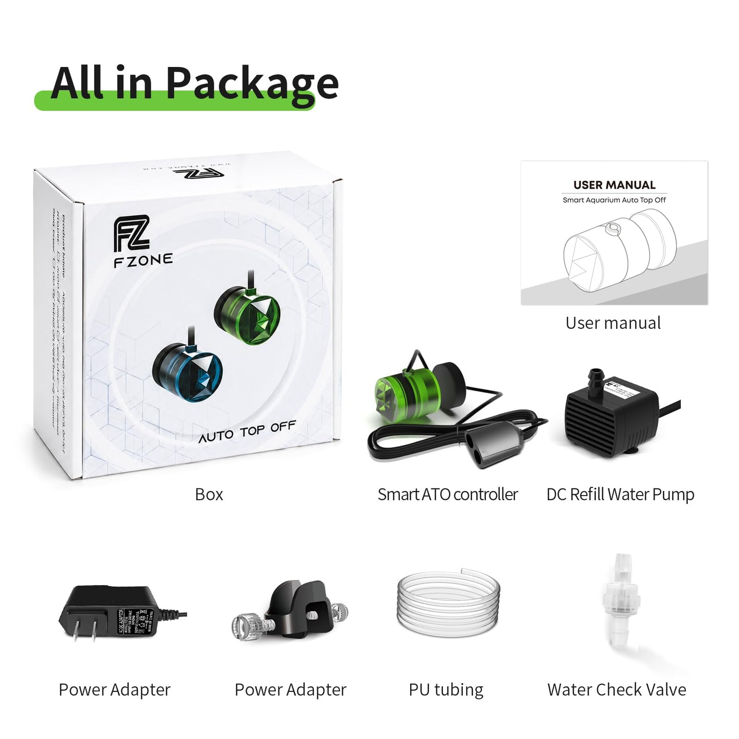 Fzone Aquarium ATO Auto Top Off Refilling System with Dual Optical Sensor for Both Reef and Fresh Tank （Blue)