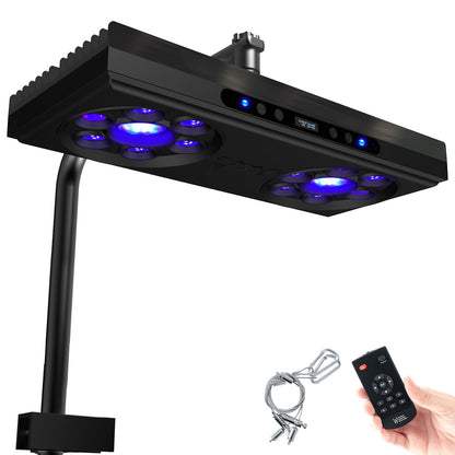Aquarium Light- 140W Reef Light Wide Coverage Sunrise Sunset Moonlight Saltwater Lights for Coral with Master Slave Group Control & Timer & Screen