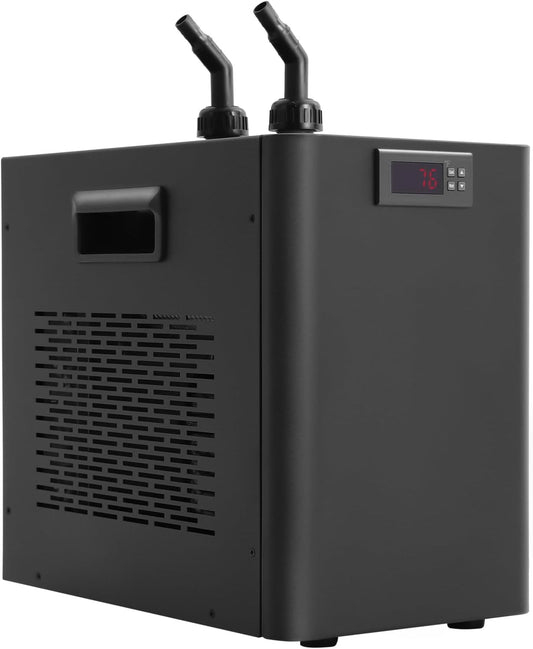 42Gal Aquarium Chiller, 1/10 HP 110V Aquarium Chiller Fish Tank Chiller Air-Cooled Fish Tank Water Cooling System 32~122℉ Temp Adjustable for Home, Fish Market, Coral Shrimp Farming