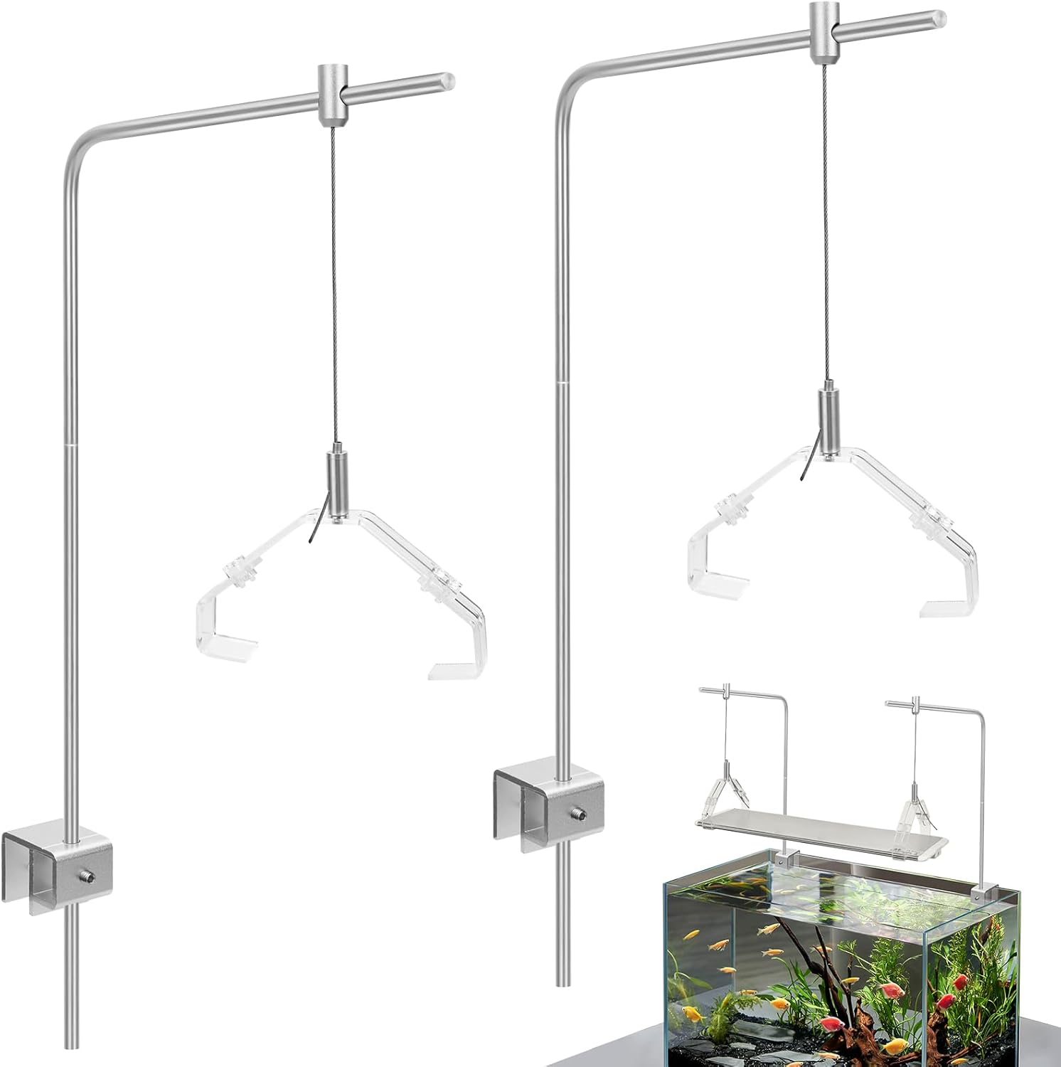 2Pcs Aquarium Light Rack, Adjustable Aquarium High Brightness Light Hanging Holder Kit for Freshwater & Saltwater Fish Tanks - Buy The Sea Aquatics