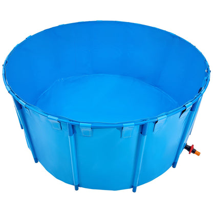 VEVOR Canvas Fish Pond, 470 Gal Above Ground Fish Pond, PVC Koi Tank with Clear Viewing Panel, Rectangular Goldfish Tank with Stainless Steel Frame & Drain Valve, for Breeding Koi, Irrigation(Black)