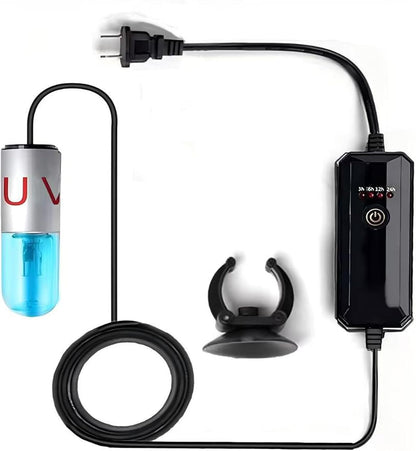 Aquarium UVC Clean Light Algae Clear Green Bloom Clean Fish Tank UVC Water Clean LAMP for Sump Pond Filter Tank (3W with Timer)