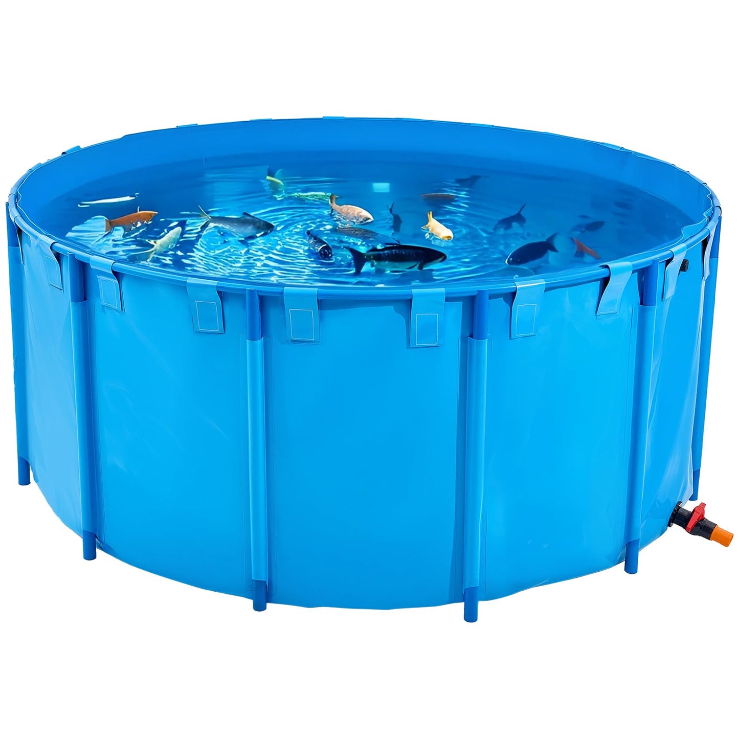 VEVOR Canvas Fish Pond, 470 Gal Above Ground Fish Pond, PVC Koi Tank with Clear Viewing Panel, Rectangular Goldfish Tank with Stainless Steel Frame & Drain Valve, for Breeding Koi, Irrigation(Black)