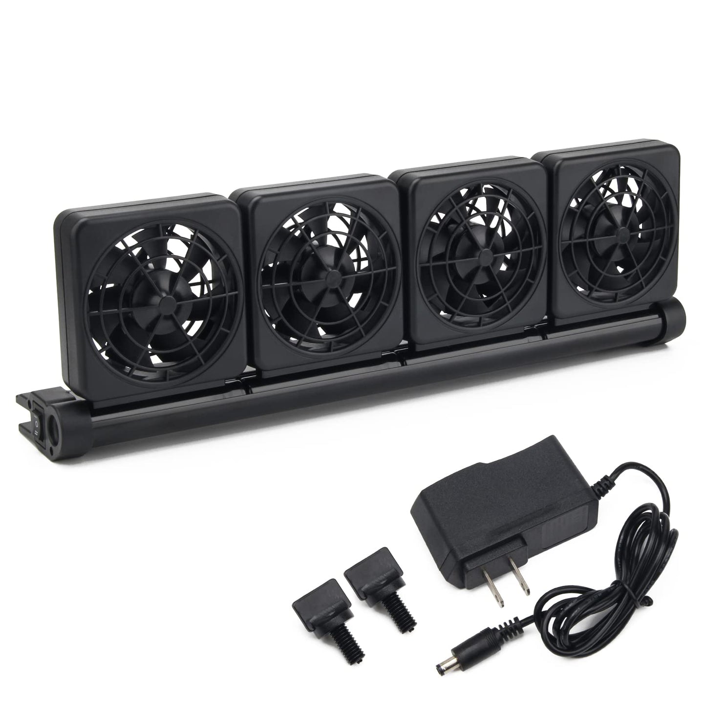 Aquarium Fan 2 3 4 Heads, Aquarium Chillers Cooling Fan Adjustable Fish Tank Cooling Fan with 2 Wind Speed Fan for Water Tank, Aquarium Tank Chiller (4 Head) - Buy The Sea Aquatics
