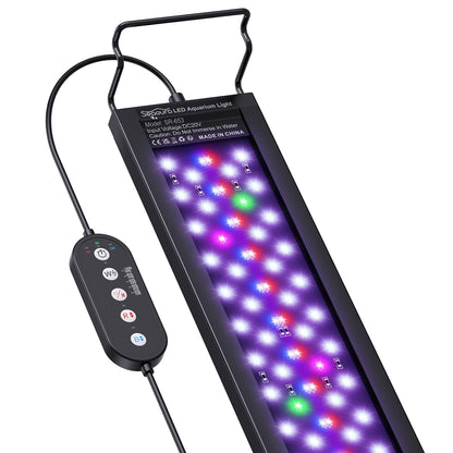 SEAOURA Aquarium LED Light for 48-54in Freshwater Tank, Full Spectrum Aquarium Light for Plant Growth, 6H/8H/12H Timer, WRB 3 Channel Customizable, 10 Brightness & 11 Colors, Adjustable Bracket