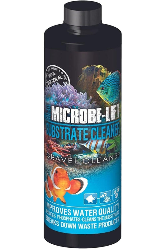 MICROBE-LIFT Gravel & Substrate Cleaner for Saltwater Aquarium and Freshwater Tanks, Tank Cleaner and Aquarium Water Conditioner, Clarifies Water, Reduces Sludge, Aquarium Supplies, 8 Ounces (GSC08)