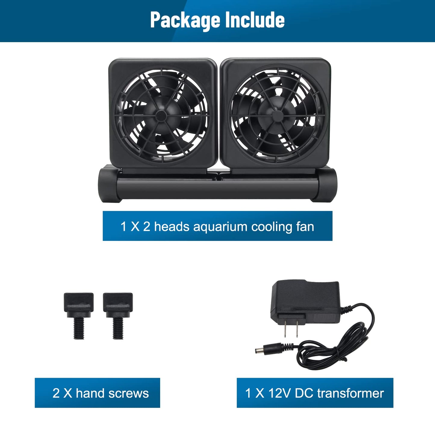 Aquarium Fan 2 3 4 Heads, Aquarium Chillers Cooling Fan Adjustable Fish Tank Cooling Fan with 2 Wind Speed Fan for Water Tank, Aquarium Tank Chiller (4 Head) - Buy The Sea Aquatics
