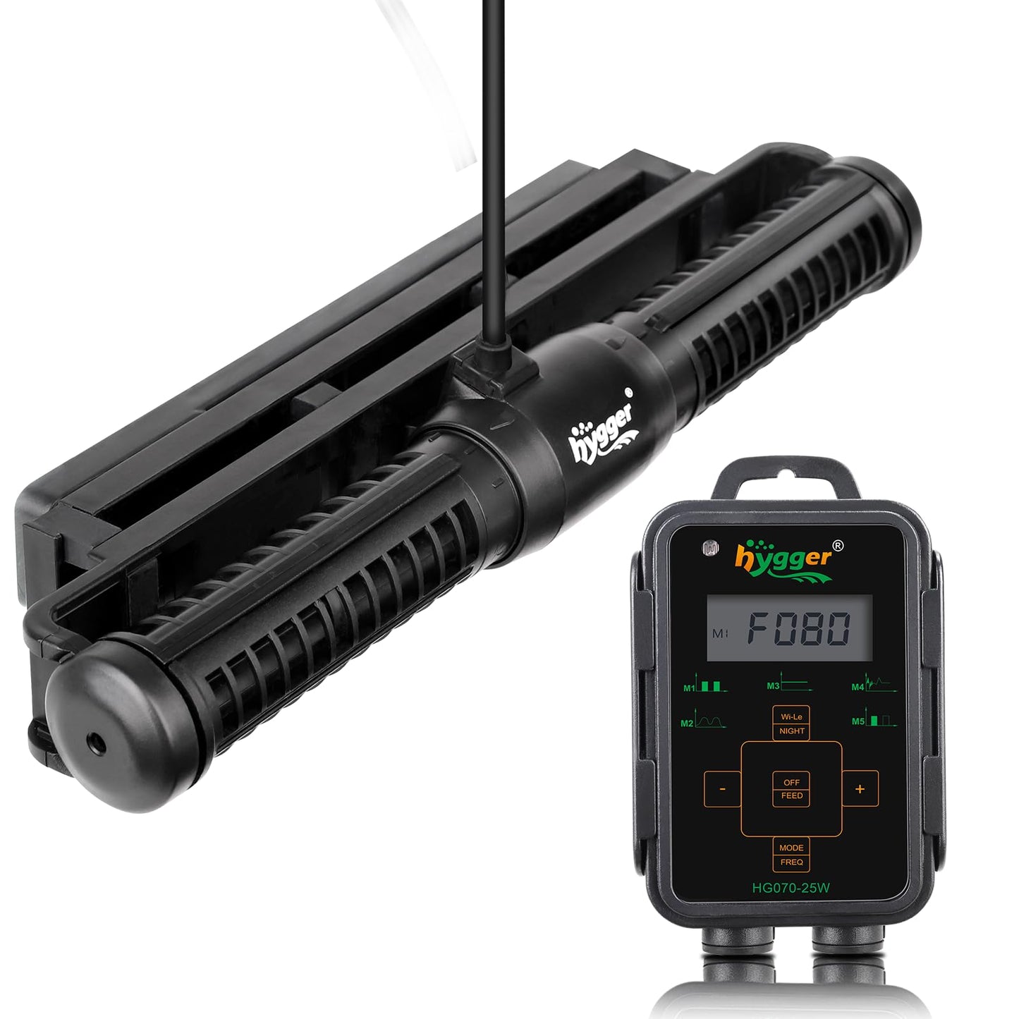 hygger Aquarium Wave Maker, Adjustable Cross Flow Pump with LED Display Controller, Magnetic DC 24V Aquarium Powerhead for Freshwater and Marine Reef Aquariums Up to 135 Gallon (18w)