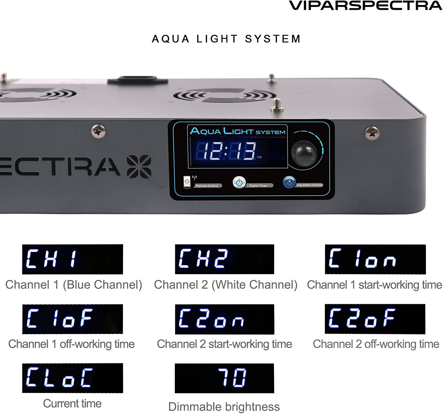 VIPARSPECTRA 165W LED Aquarium Light Dimmable Full Spectrum LED Reef Lights for Coral Saltwater Fish Tank, Remote/Timer Control, Programmable Auto On/Off, Blue/White Dual Channel Brightness 0 - 100% - Buy The Sea Aquatics