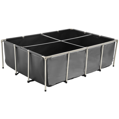 VEVOR Canvas Fish Pond, 470 Gal Above Ground Fish Pond, PVC Koi Tank with Clear Viewing Panel, Rectangular Goldfish Tank with Stainless Steel Frame & Drain Valve, for Breeding Koi, Irrigation(Black)