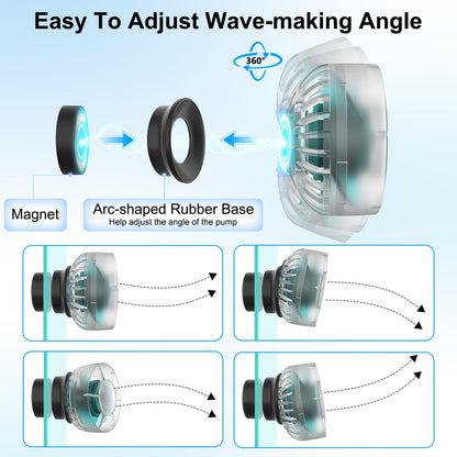hygger Mini Wave Maker For Aquarium, Ultra-quiet Transparent Wavemaker With Controller, Adjustable Flow Magnetic DC 12V 850GPH Powerhead, Circulation Pump For 20-80Gallon Freshwater Coral Reef Tank