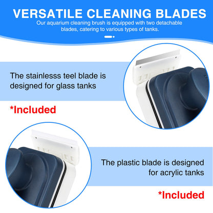 fishkeeper Aquarium Strong Magnetic Glass Cleaner Brush, Fish Tank Algae Magnet Cleaning Tool with 2 Detachable Scrapers, Mag Float Scrubber for 0.25-0.625Inch Glass and Acrylic Tanks