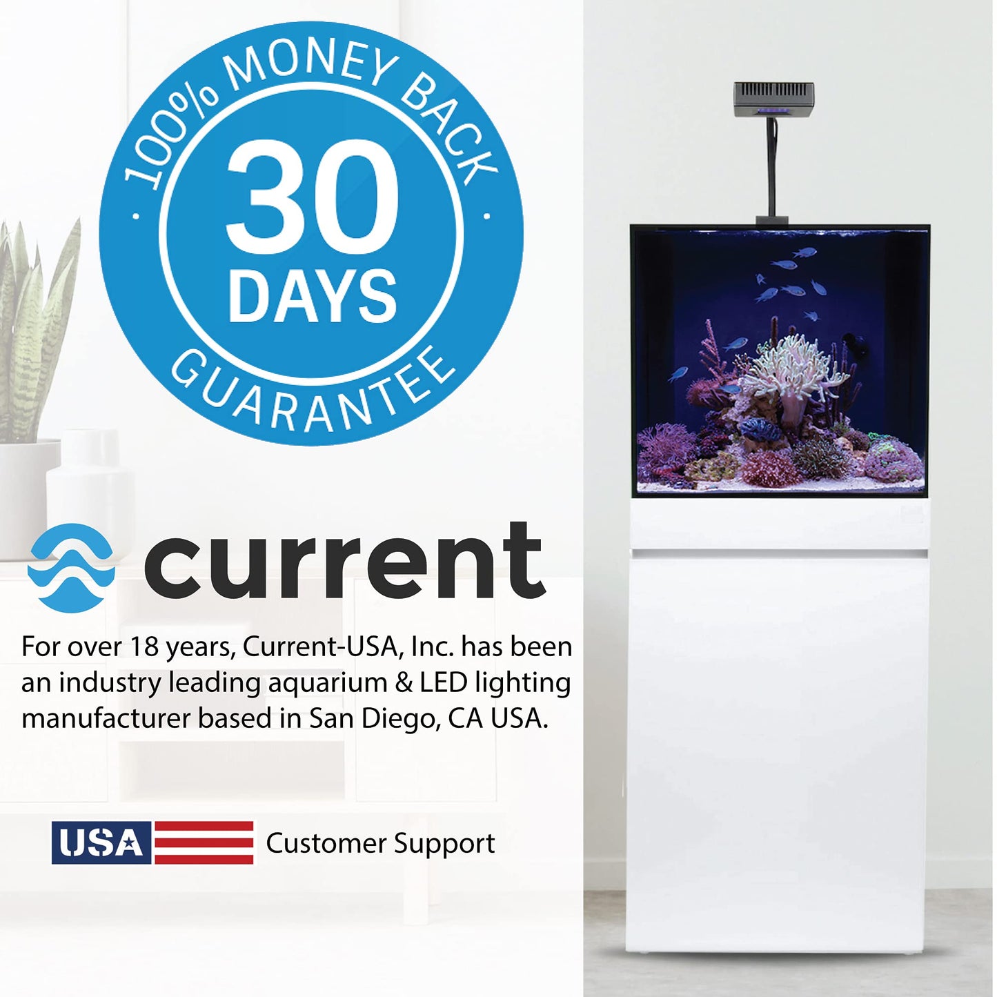 CURRENT Dual eFlux Aquarium Wave Pumps, 660gph - Includes 2 Wave Maker Water Circulation Pumps for Freshwater and Saltwater Fish Tanks - Multiple Adjustable Flow Modes - Wireless Remote Control