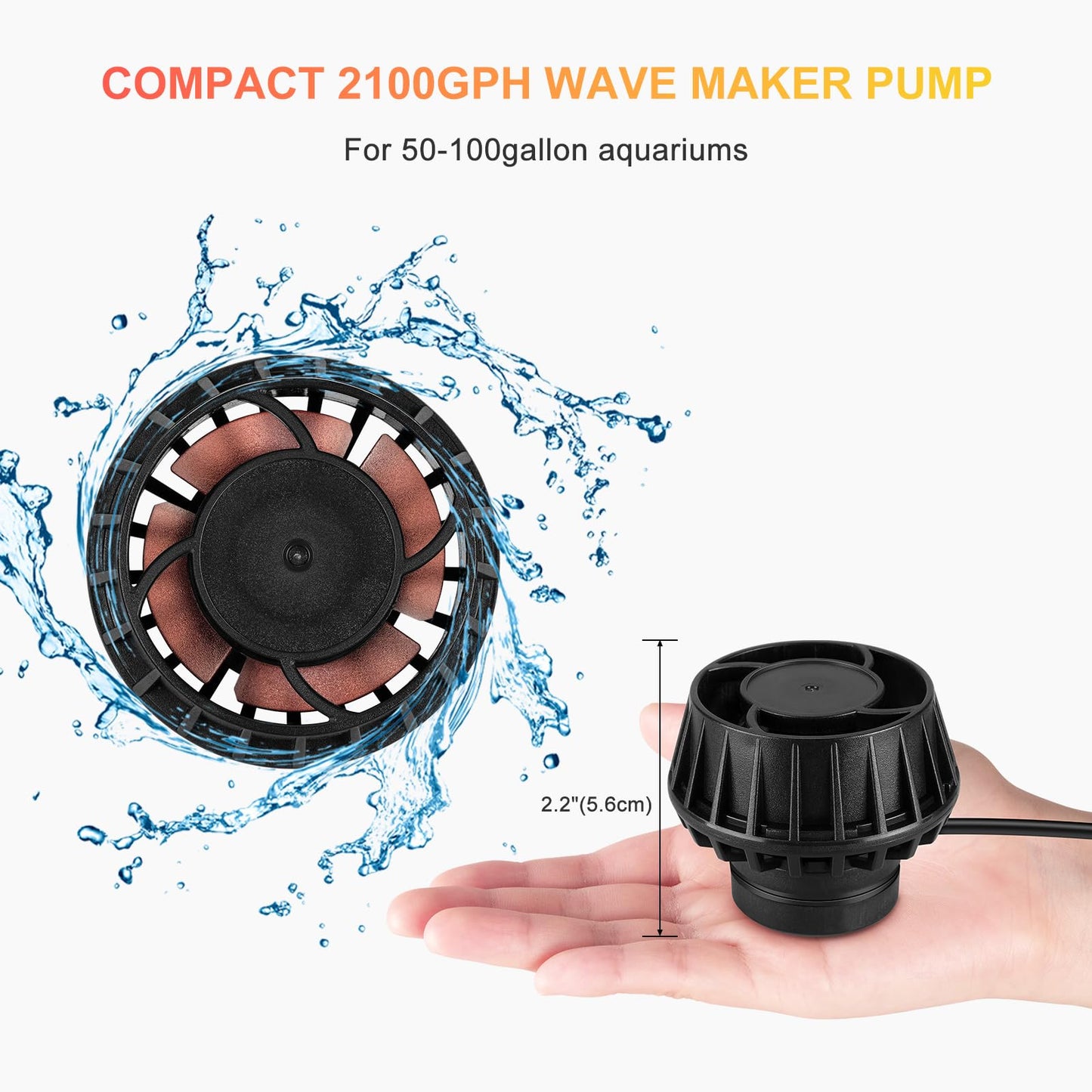 3400GPH Aquarium Wave Maker DC24V Power head with Magnetic Mounting,Wavemaker with Controller for 100 - 200 Gallon Fish Tanks - Buy The Sea Aquatics