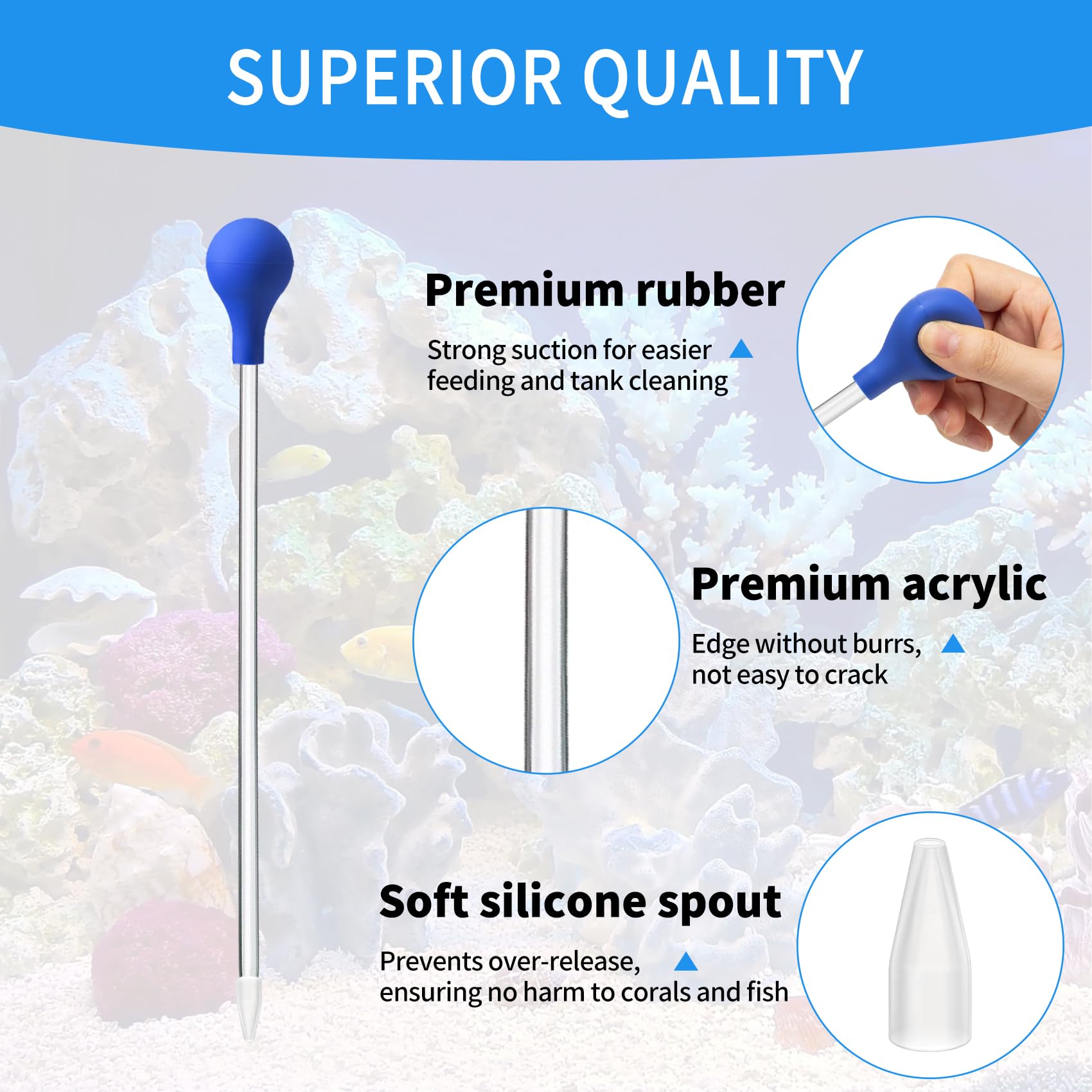 2 Pcs 18.5 in Long Pipette for Fish Tank Coral Food Feeder Long Syringe Aquarium Coral Feeding Tube for Marine Fish Reef Aquatic Plant Spider Snake Lizard - Buy The Sea Aquatics