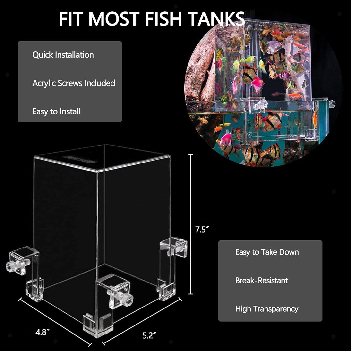 Hifybaty Negative Pressure Fish Tank - Clear Fish Elevator Water Auto-Refill Vacuum Suspended Fish Tank Water Level Maintenance, Increase Fish Activity Area, Aquarium Decoration