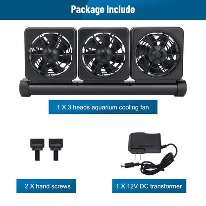 Aquarium Fan 2 3 4 Heads, Aquarium Chillers Cooling Fan Adjustable Fish Tank Cooling Fan with 2 Wind Speed Fan for Water Tank, Aquarium Tank Chiller (4 Head) - Buy The Sea Aquatics