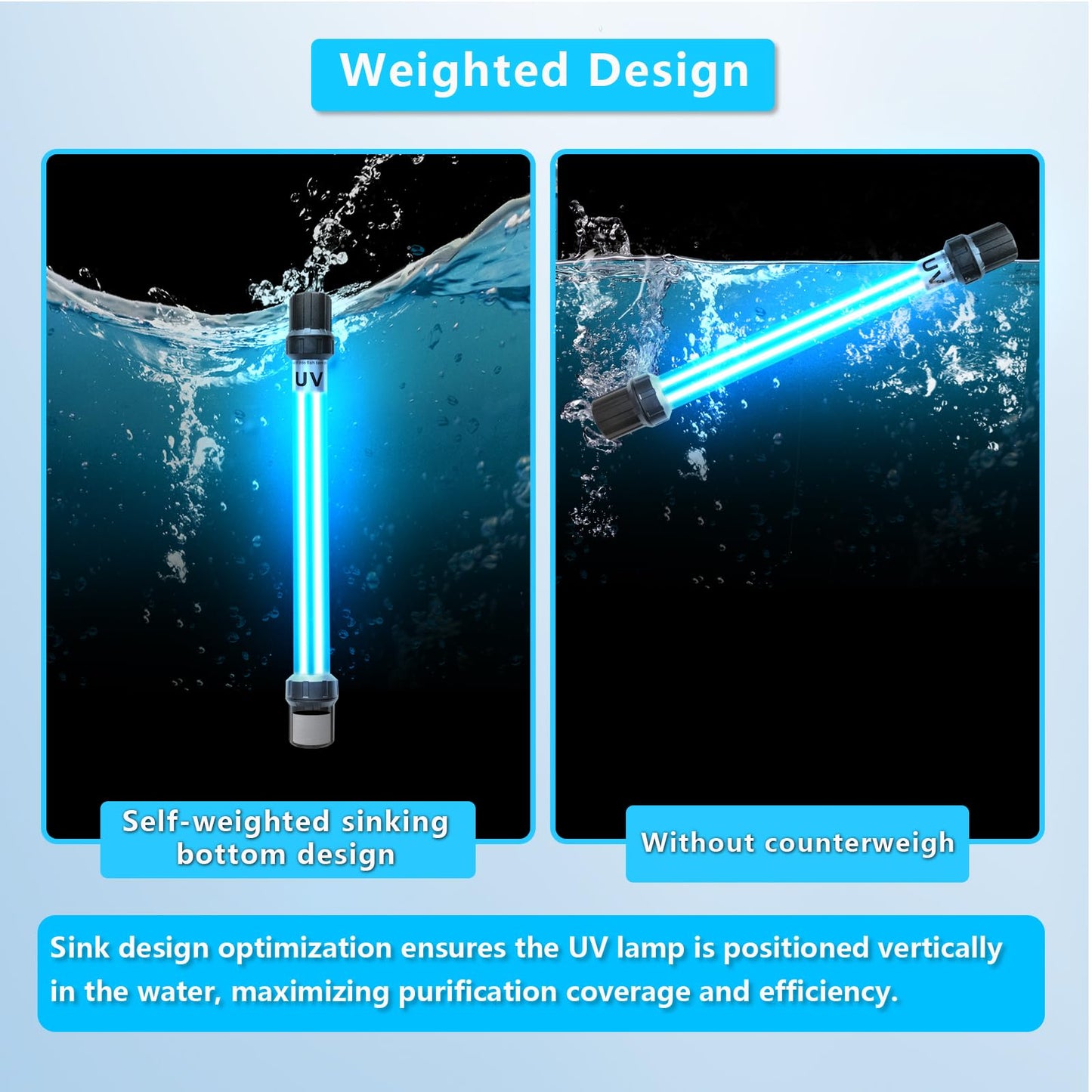 18W Aquarium UV Light for 100-1000 Gallon, UV Pond Water Clarifier for Koi Pond, Swimming Pool, Spa, Large Fish Tank, Cold Plunge UV Light for Pond Algae Control