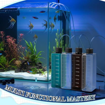 LemonRoad 4 Pcs Dosing Container 450 ml, Dosing Pump Reservoir Containers, Plastic Liquid Srorage Bucket, Aquarium Air Pump Accessories for Aquarium Fish Tank Fish Water Supplies Accessories(Brown)