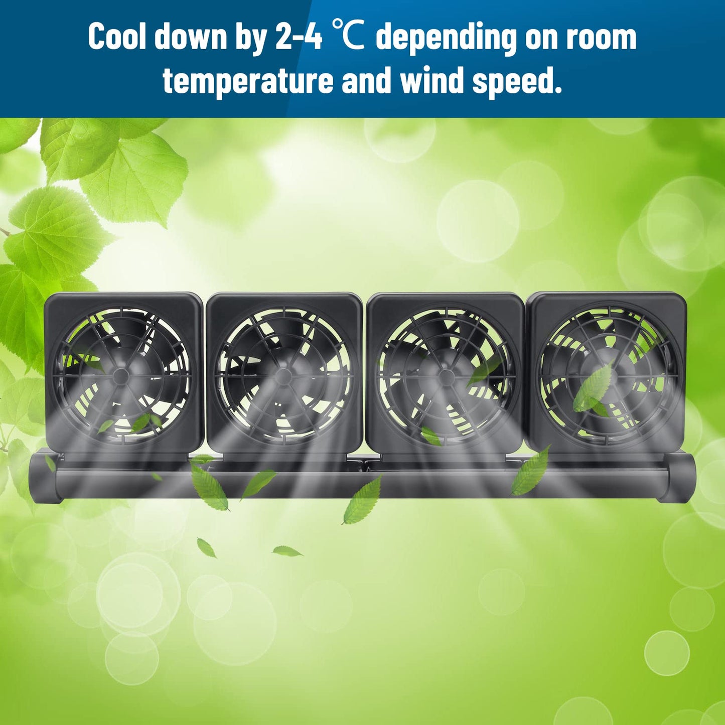 Aquarium Fan 2 3 4 Heads, Aquarium Chillers Cooling Fan Adjustable Fish Tank Cooling Fan with 2 Wind Speed Fan for Water Tank, Aquarium Tank Chiller (4 Head) - Buy The Sea Aquatics