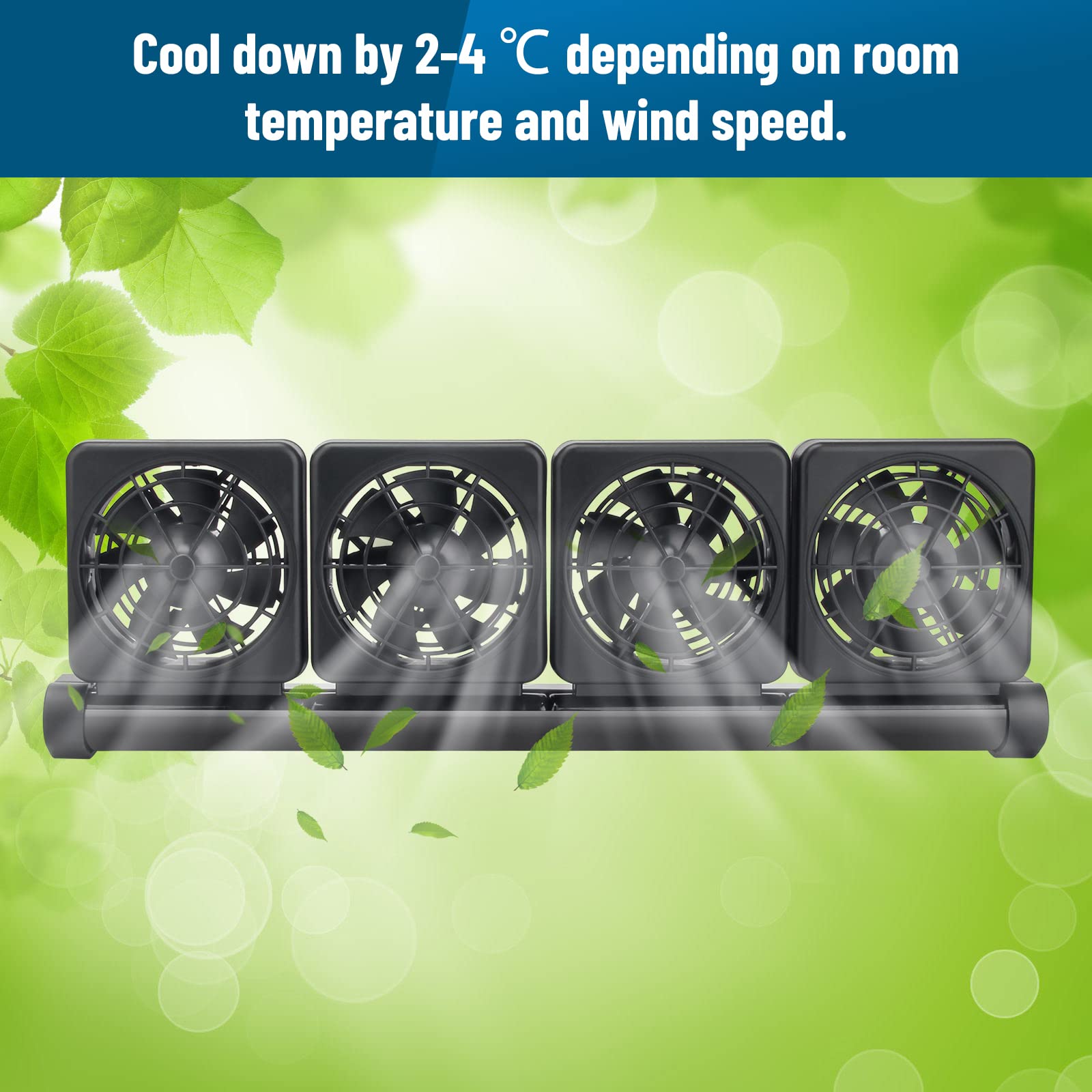 Aquarium Fan 2 3 4 Heads, Aquarium Chillers Cooling Fan Adjustable Fish Tank Cooling Fan with 2 Wind Speed Fan for Water Tank, Aquarium Tank Chiller (4 Head) - Buy The Sea Aquatics