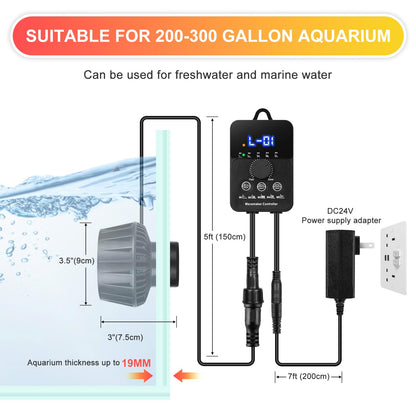3400GPH Aquarium Wave Maker DC24V Power head with Magnetic Mounting,Wavemaker with Controller for 100 - 200 Gallon Fish Tanks - Buy The Sea Aquatics