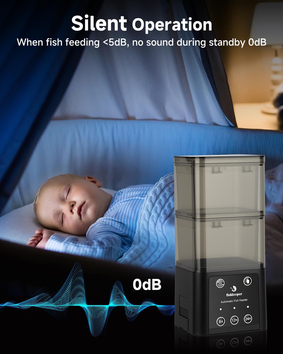 fishkeeper Automatic Fish Feeder for Aquarium - 520ML Large Capacity Adjustable Fish Feeder Automatic Dispenser with Timer for Vacation, Weekend or Daily Use, Three Fixed Methods - Buy The Sea Aquatics