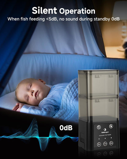 fishkeeper Automatic Fish Feeder for Aquarium - 520ML Large Capacity Adjustable Fish Feeder Automatic Dispenser with Timer for Vacation, Weekend or Daily Use, Three Fixed Methods - Buy The Sea Aquatics
