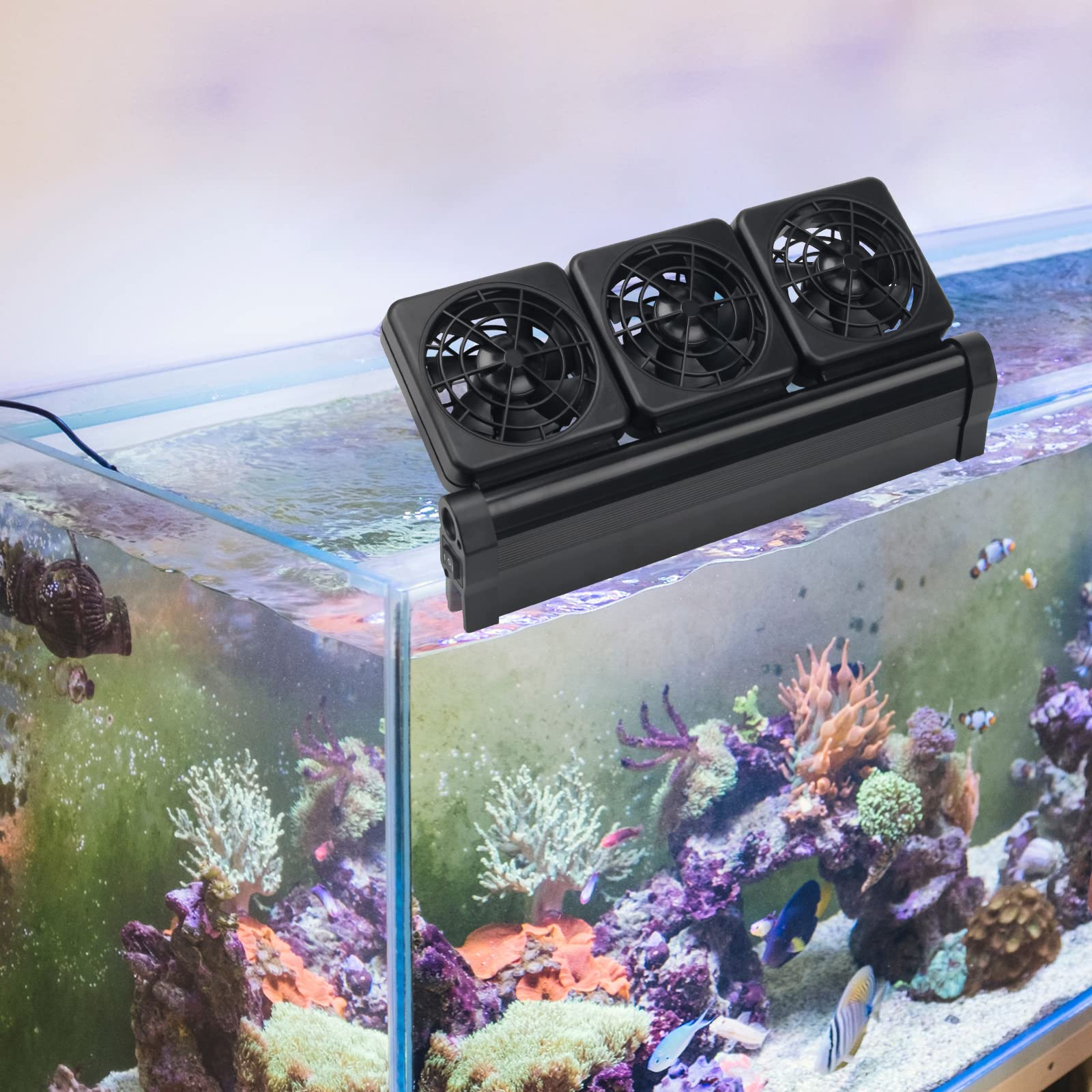 Aquarium Fan 2 3 4 Heads, Aquarium Chillers Cooling Fan Adjustable Fish Tank Cooling Fan with 2 Wind Speed Fan for Water Tank, Aquarium Tank Chiller (4 Head) - Buy The Sea Aquatics