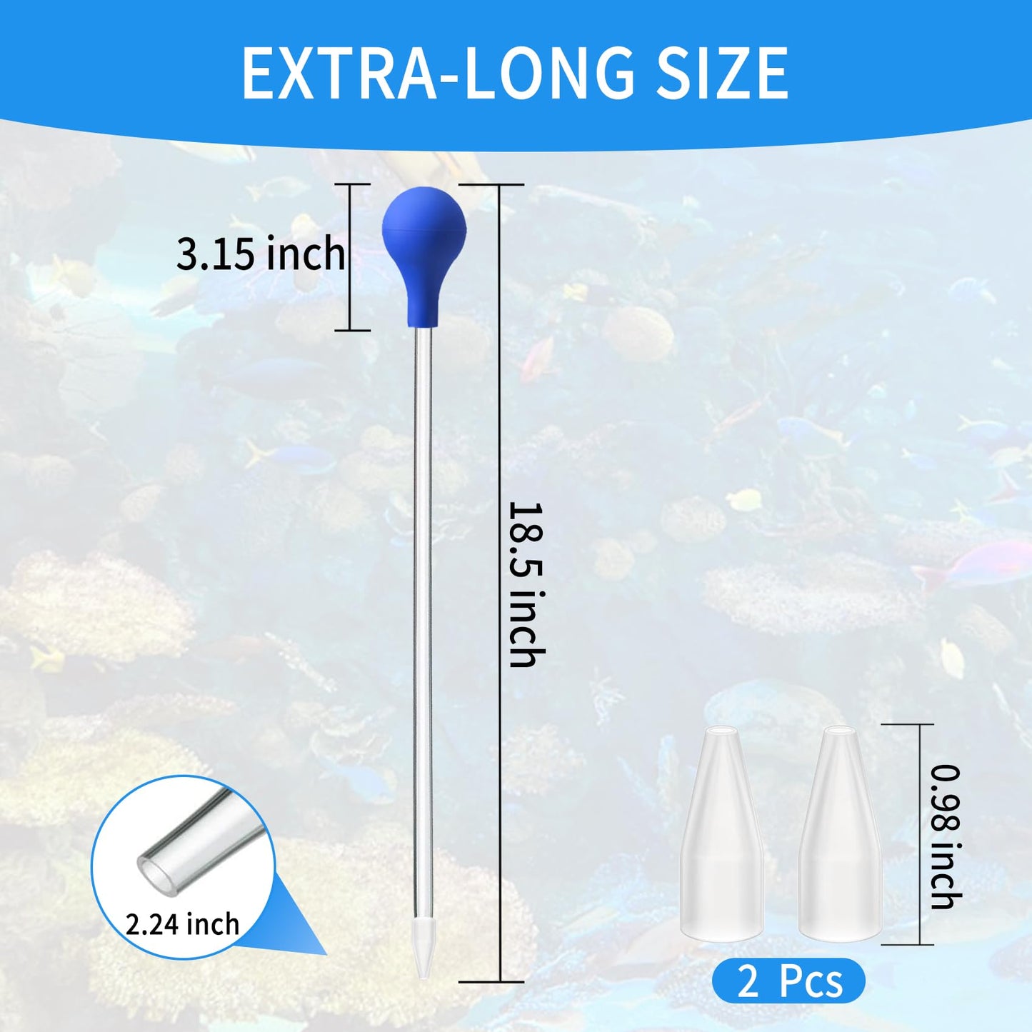 2 Pcs 18.5 in Long Pipette for Fish Tank Coral Food Feeder Long Syringe Aquarium Coral Feeding Tube for Marine Fish Reef Aquatic Plant Spider Snake Lizard - Buy The Sea Aquatics